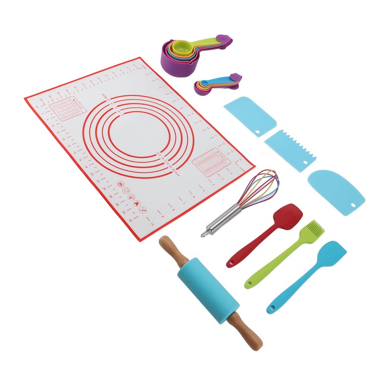 19PCS Kids Baking Set Silicone Nonstick Safe Spatula Brush Whisk