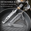 6-in-1 Detachable Camping Utensil, Stainless Steel Cutlery Folding Spoon, Fork,