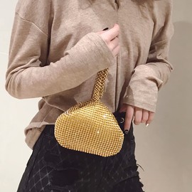 Women Evening Bag Clutch Rhinestone Purse Bling Glitter Handbags for Wedding Party Prom (Gold)
