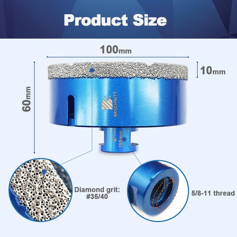 4 Inch Diamond Core Drill Bit for Porcelain Tile Ceramic
