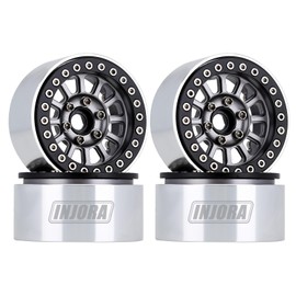 INJORA Crawler Rim 1.9 Inch Beadlock Rims for 1:10 RC Crawler Axial SCX10 Pro TRX-4 VS4-10 Redcat Gen 8 7 Pro (4 Pieces, Grey)