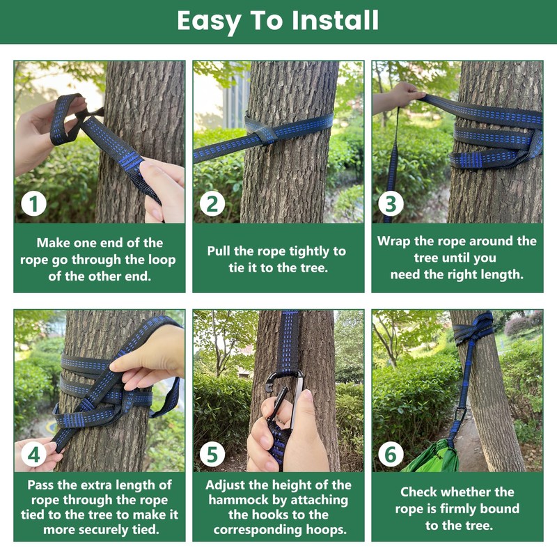 Camping Hammock, Single Hammock Premium Quality Nylon with 2 Tree