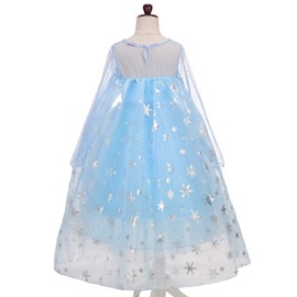 Lito Angels Princess Dress Costume with Cape for Kids Girls, Snow Queen Birthday Party Fancy Dressing Up Age 7-8 Years, A - Long Sleeve (Tag Number 140)