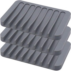 3 Jabonera de Baño, Jabonera de Silicona, Jaboneras de Silicona Antideslizantes, Soportes para Jabon, Porta Jabon de Baño con Drenaje Automático, Jabonera de Irrompible, Soporte de Jabón (Gris)