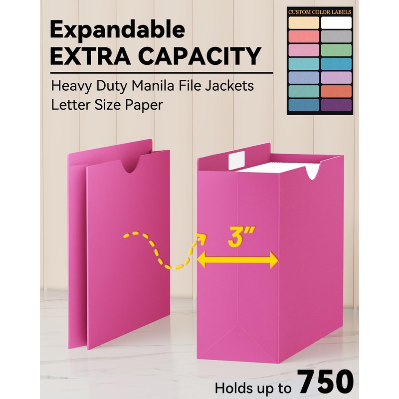 ANSOOK Manila File Jackets & File Pockets Letter Size,Reinforced Straight