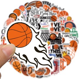 Basketball Stickers 50Pcs Sports Basketball Fan Stickers Decals Variety Vinyl for Water Bottle, Skateboard,Refrigerator,Hydro Flasks, Decal,Waterproof Vinyl Decal for Adults, Teens Love Stickers