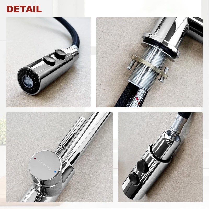 Lavatrum Kitchen Faucets with Pull Down Sprayer 17 Inch Single