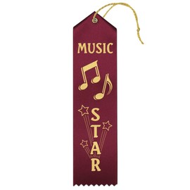 Music Star Ribbons - 25 Count Pack - Maroon with Gold Print