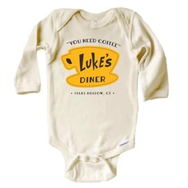 Luke's Diner Long Sleeve Onesie® | 100% Premium Cotton | Cream Color | Printed using Direct-To-Garment Printing (Natural, 3-6 Month Long Sleeve)