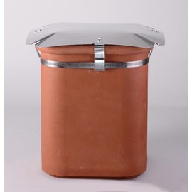 Square Chimney Cap, Silver Metal Rain Cover for Clay Chimney Pots,