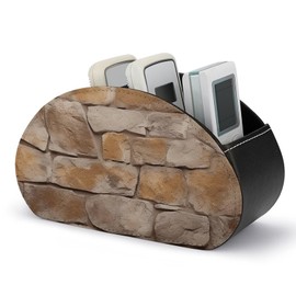 NWTRK Remote Control Holders Pu Leather TV Remote Holder with 5 Compartments Desktop Storage Organizers Wall Texture Remote Caddy Box for TV Remotes/Media Controllers/Office Supplies