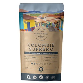 Virgin Hill Coffee - Organic Colombian Supremo Brown - Smooth Intensity & Mild Roast - Three Quarters of a Pound of High-Grade Arabica Coffee Beans - 12oz / 340 grams