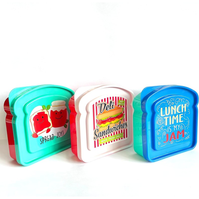 Bexter Set of 3 Toast Shaped Sandwich Boxes Food Storage