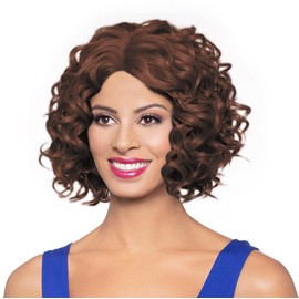Foxy Silver Natalia Wig Color FS4/30 - Chin Length Spiral Curls T Part Heat Resistant Synthetic African American Average Cap Bundle Maxwigs Hairloss Booklet