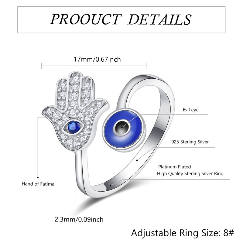Palpitate Hamsa Evil Eye Rings Hamsa Hand of Fatima Ring