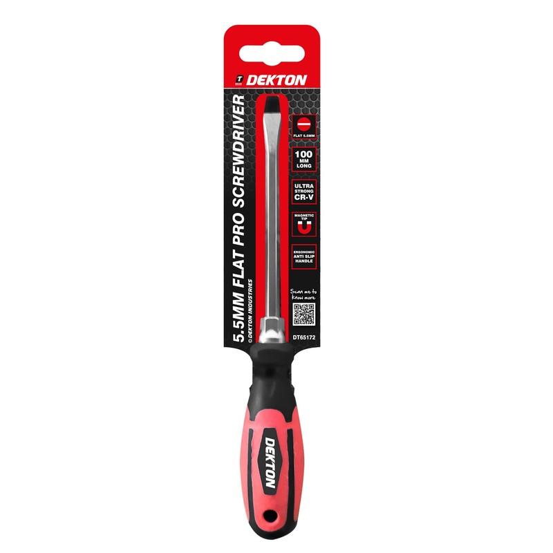Dekton Pro Flat Screwdriver 5.5mm x 100mm | CR-V Steel