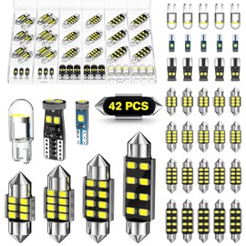 Xdoar 42 PCS Upgraded LED Interior Car Lights Kit, Super Bright Dome Map and Door Light Bulbs, Fits 194 De3175 578 6418 T5 LED Blubs, Universal for Cars and Trucks
