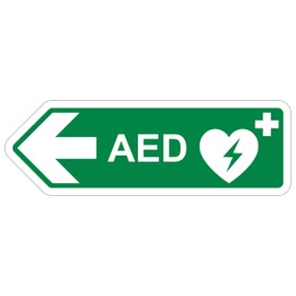 V Safety Shaped Safety Sign - Aed Arrow Left - 300X100-2MM Rigid Plastic