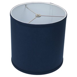 FenchelShades.com 10" Top Diameter x 10" Bottom Diameter 10" Height Fabric Drum Lampshade Spider Attachment (Linen Navy Blue)