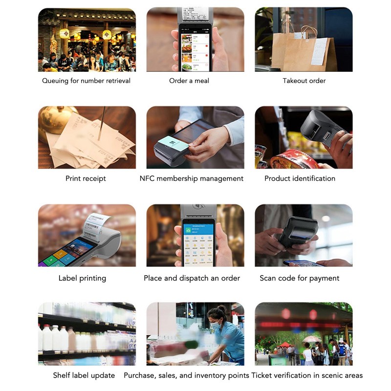 POS Terminal Receipt Printer 4G WIFI Bluetooth Thermal Printing 1D