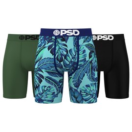 PSD Mens Boxer Briefs - Palm Paradise 3-Pack, 7 Inch Inseam, Moisture-Wicking, Boxer Briefs for Men Pack