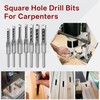 findmall 7Pcs Square Hole Drill Bit Set HSS Square Hole