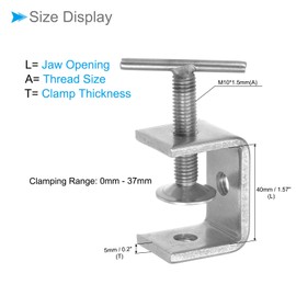 CoCud C Clamp, 40mm Jaw Opening Width, Stainless Steel I-shaped Design Clamp - (Applications: for Woodworking, Metalworking, Assembly, Construction), Pack of 2