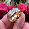 LUXUBANDS 8mm Gold Hammered Tungsten Rings for Men Women Wedding