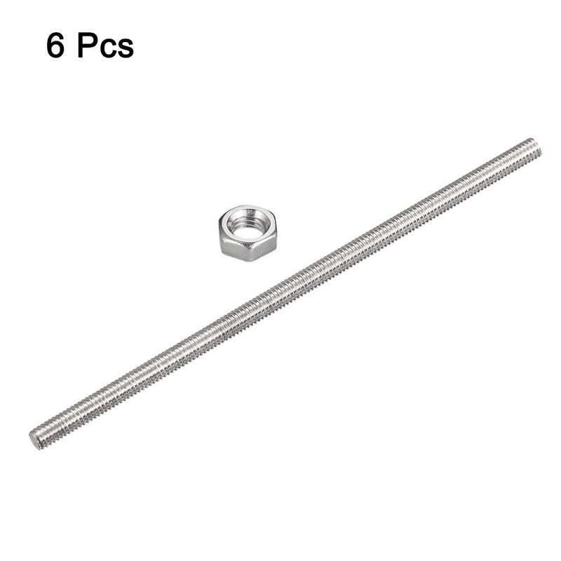 sourcing map 6 Pcs M4 x 200mm Fully Threaded Rod