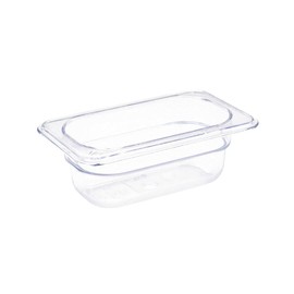Vogue 13173 1/9 Gastronorm Container Clear Catering Food Storage Pan, 65mm, 0.6 Litre