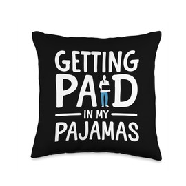 Cool Work from Home Art for Men Women Working from Home WFH Throw Pillow