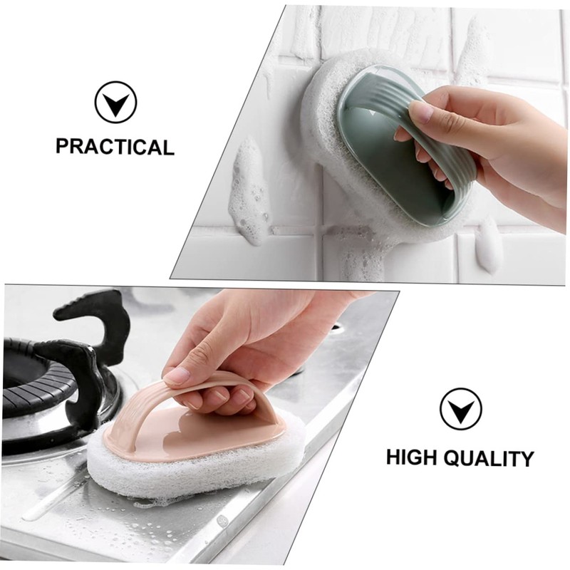 LALAFINA 2sets Sponge Brush Cleaning Tools Plastic Handle Cleaning Brush