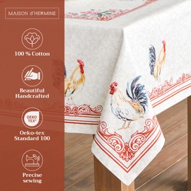 Maison d' Hermine 100% Cotton Easter Tablecloth 54 Inch x 72 Inch Table Cover Washable Rectangle Table Cloths, Decorative Tablecloths for Dining Table, Parties and Camping - Campagne - Spring/Summer