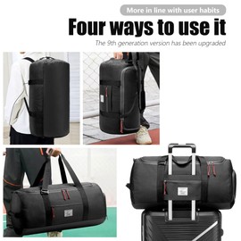 Brozoza Travel Duffle Bag for Men 65L Large Size Traveling Duffel Bag Weekender Overnight with Shoes Compartment Multifunctional Sports Gym Bags (Black#1)