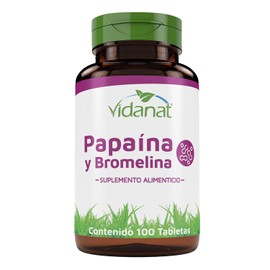 Vidanat Papaína y Bromelina 100 Tabletas – Suplemento Alimenticio de Origen Vegetal