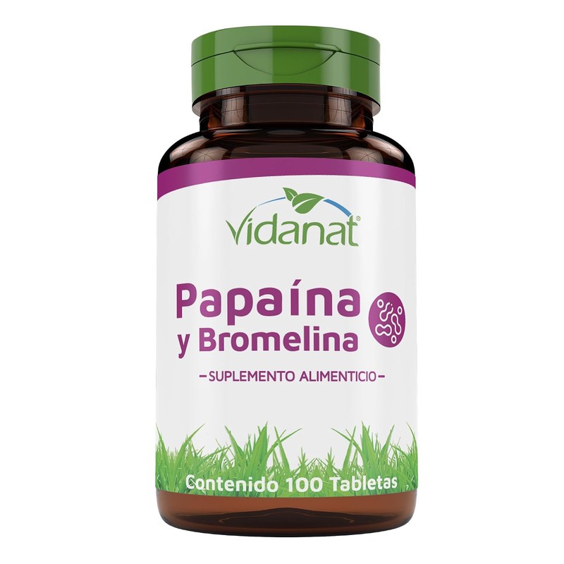 Vidanat Papaína y Bromelina 100 Tabletas – Suplemento Alimenticio de