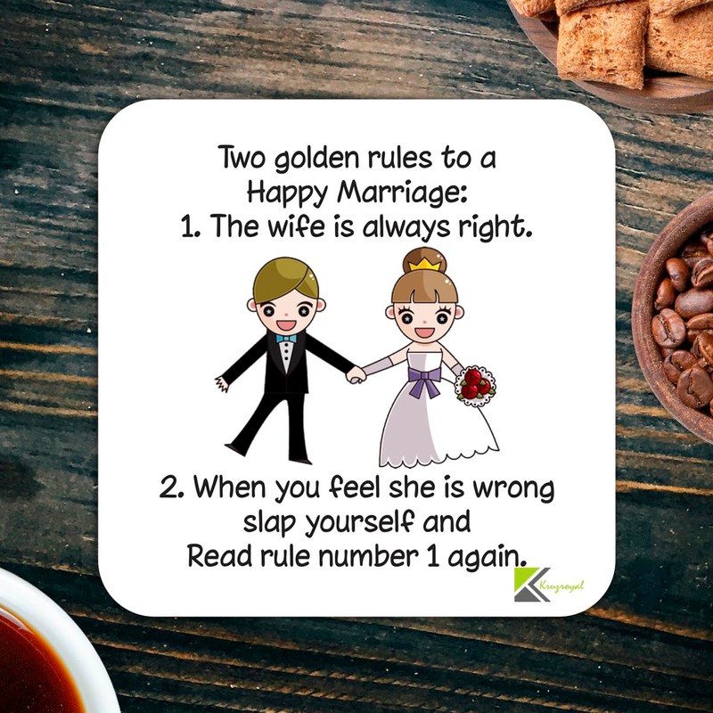 CS842 Two Golden Rules to a Happy Marriage Novelty Funny