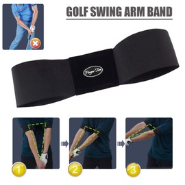 Amy Sport Golf Swing Training Aid Wrist Hinge Adjustable Arm Band with Hanger Smartball Connection Band for Correction, Men Women Ball Between Arms Practice Tool (1 Pack Black Golf Swing Arm Band)