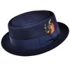 Crushable Wool Felt Round Pork Pie Hat (Medium, Navy)