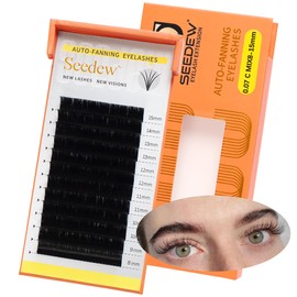 SEEDEW Autofan Eyelash Extensions, 0.07 C Mixed 8-15 mm 12 Rows/Tray, Pre-Luided 3/5/6/8/10D Professional False Eyelashes Grafting for Eyelash Artists, Beauty Salon (Black-0.07-C-MIX8-15mm)