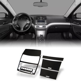 AeroBon TSX Real Carbon Fiber Interior Trim Overlay Compatible with 2004-2008 Acura TSX Without Navigation System, 4-Piece Multimedia Console and Center Storage Panel Cover Trim Set
