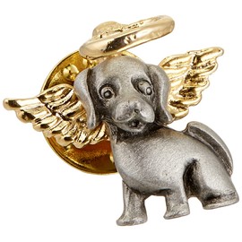 Dog Angel Memorial Lapel Pin, Bereavement and Sympathy Gift for Loss of Pet, 3/4 inch, Pewter and Gold, by Cathedral Art