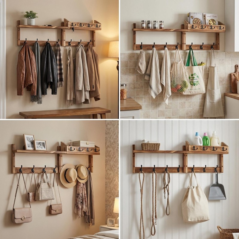 ZOESEEK 29" Coat Rack Wall Mount with Shelf, 4 in