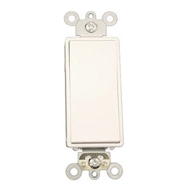 Leviton 15 Amp, 120/277 Volt AC Decora Plus Rocker, Single-Pole, Double Throw, Center OFF, Commercial Grade, Self Grounding, 5657-2W, White