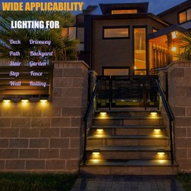 moccjio Outdoor Solar Deck Lights, Solar Light，Step Lights, 16 pcs, for Courtyard Lights, Step Lights, Fence Lights, Front Porch, Terrace and Walkway, Swim Pool Lights (Brown Color Changing 16pcs)
