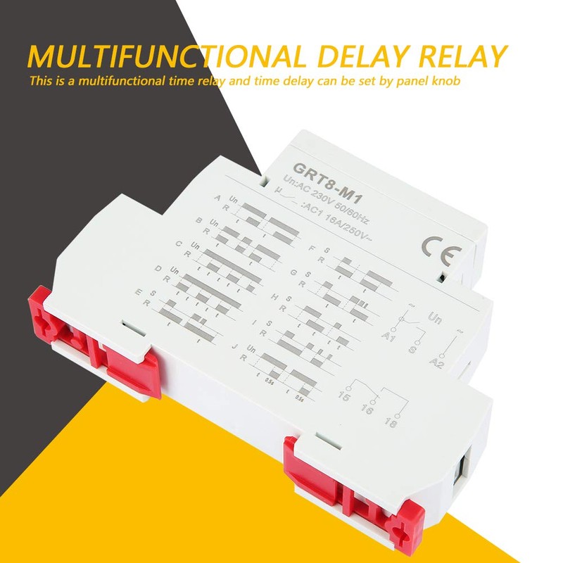GRT8-M1 Multifunctional Delay Time Relay, 35mm DIN Rail Mount AC