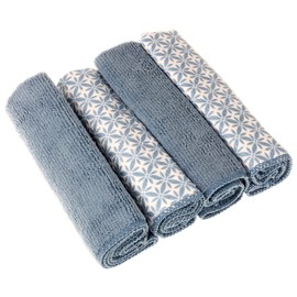 MACOSA KL13185_neu_blau 4er Set Design Spültücher/Poliertücher Mikrofaser Blau Putztuch Reinigungstuch Spül-Tuch saugstark & waschbar Küchen-Tuch (Blau … …
