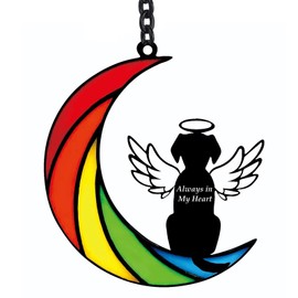 RIPFEVURN Dog Memorial Gifts for Loss of Dog,Stained Glass Rainbow Bridge Suncatcher, Loss of Dog Sympathy Gift, Pet Memorial Remembrance Dog Passing Away Gifts for Dogs Loved One