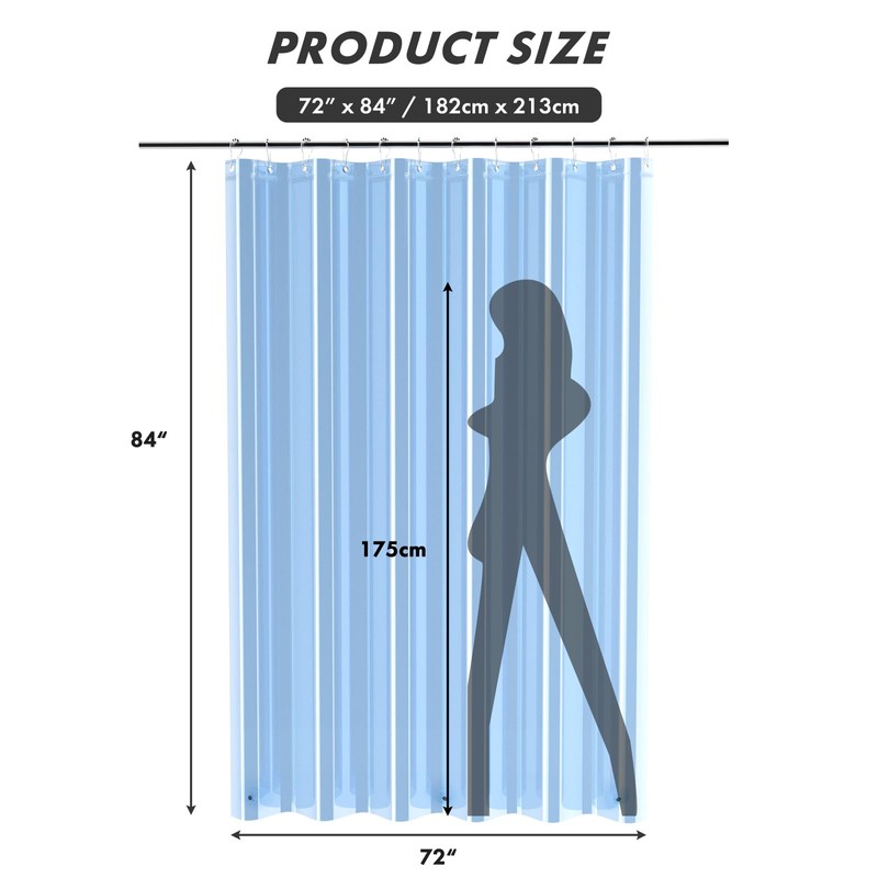 AmazerBath Extra Long Shower Curtain Liner, Clear Blue Shower Liner