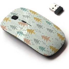 2.4G Wireless Mouse with Cute Pattern Design for All Laptops and Desktops with Nano Receiver - Cartoon Trees on
